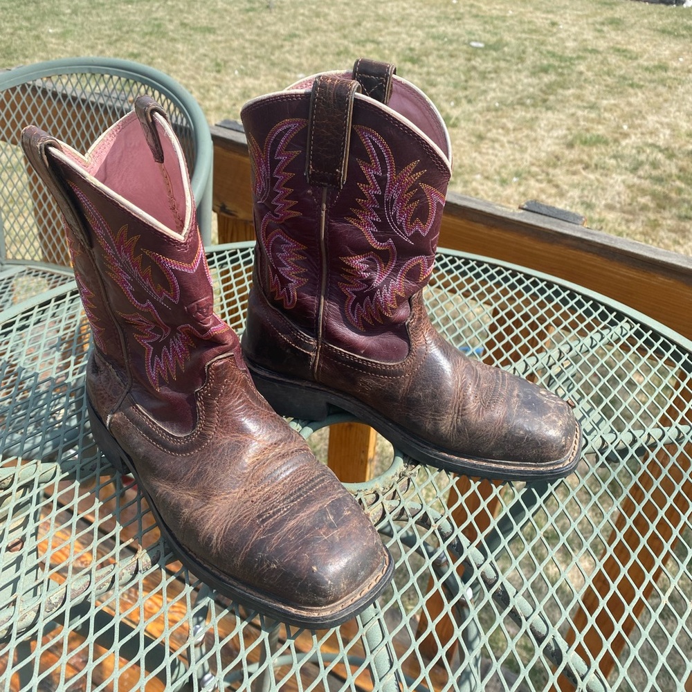 Ariat Brown and Purple Over the Knee Boots with Elegant Design